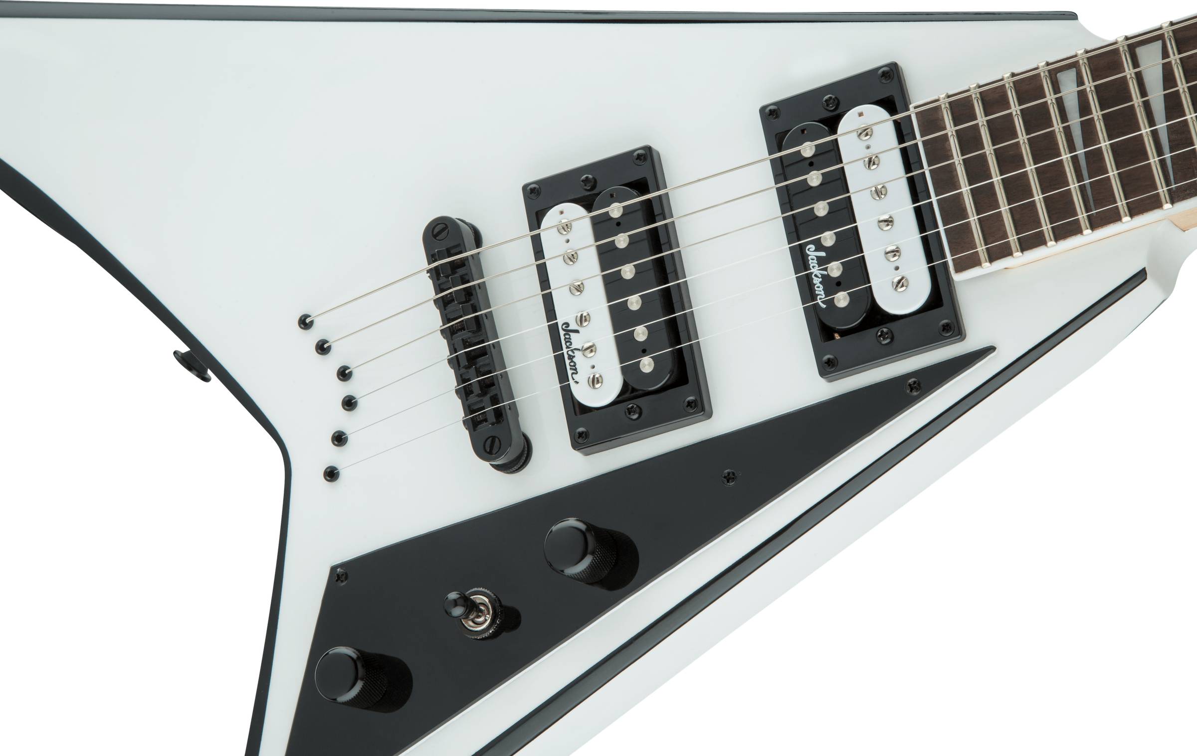 JS Series Rhoads JS32T, Amaranth Fingerboard, White with Black Bevels