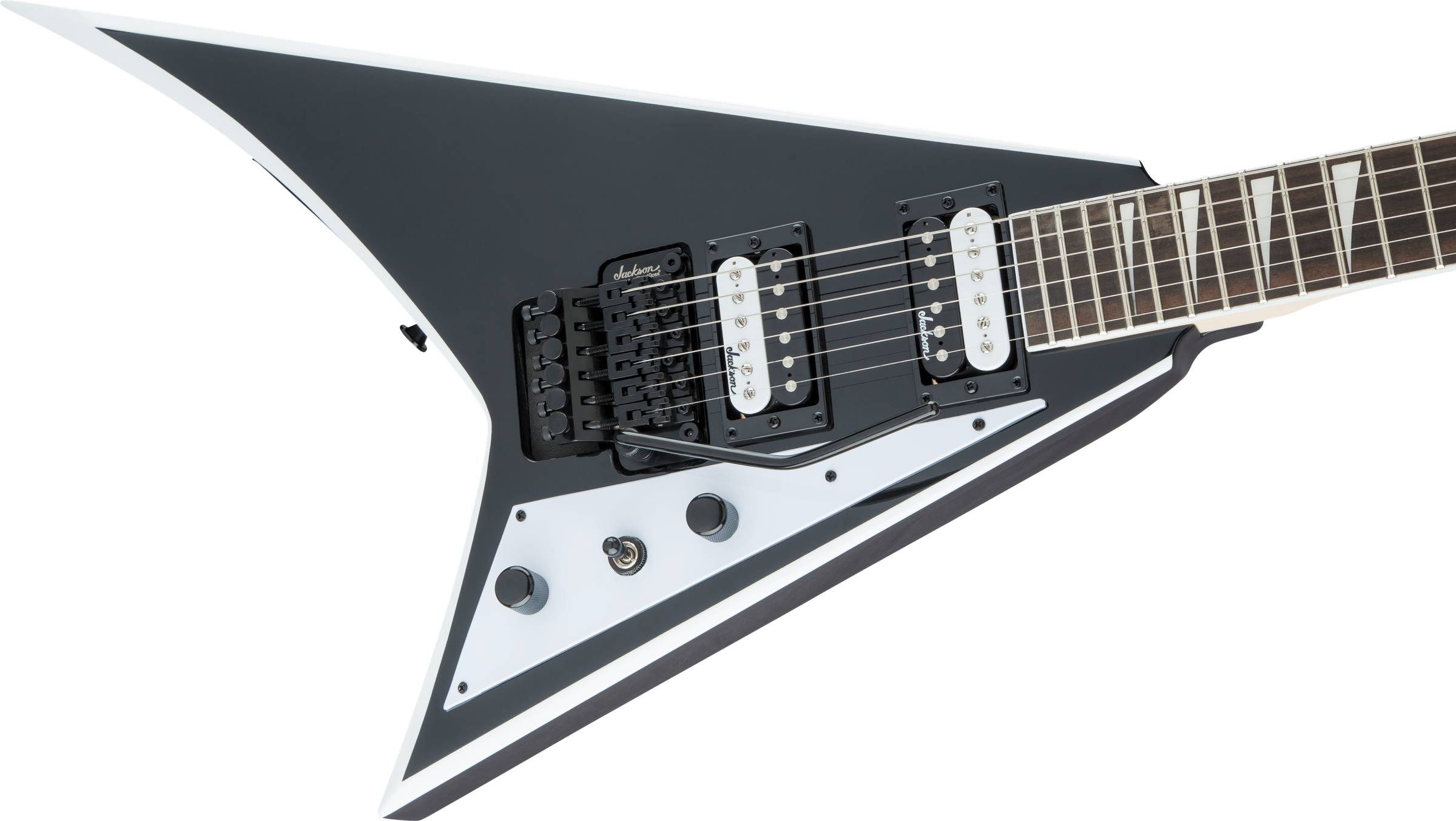 貴重 JACKSON JS32L Rhoads エレキギター サテングレイ 左用 JS Series Rhoads JS32, Amaranth Fingerboard, Black with White Bevels